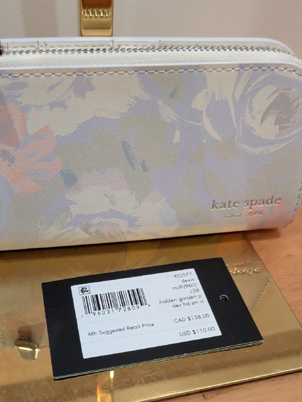 kate spade Pastel Floral Snap Wallet With Zip Devin Hidden Garden Small Slim - Picture 3 of 16